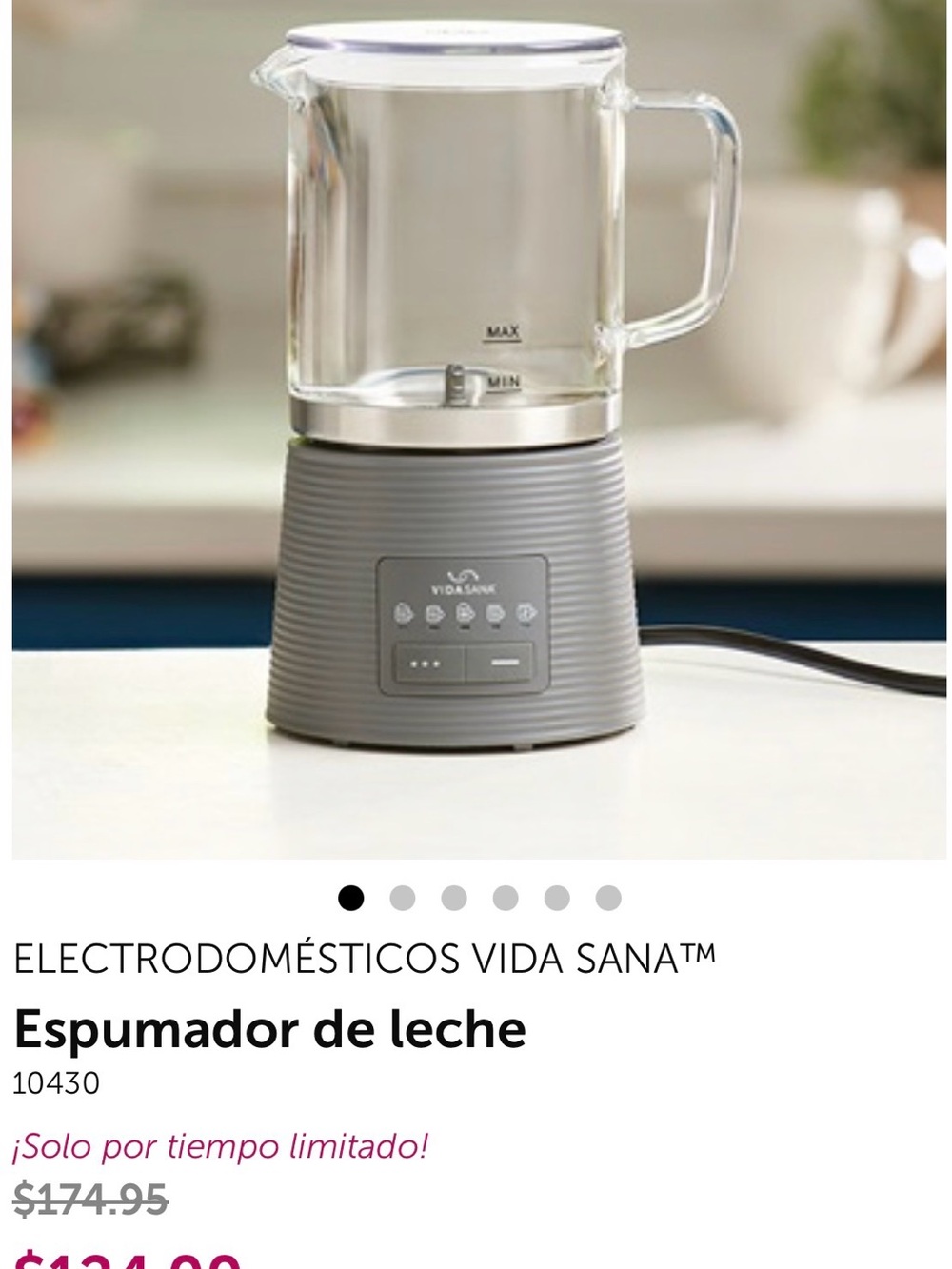 Princess House Gray Electric Milk Frother with Clear Glass Pitcher